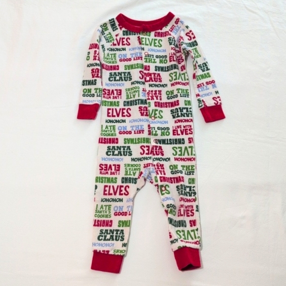 carter's christmas thermal waffle knit snap footless sleeper pajamas 18 months - Picture 1 of 6